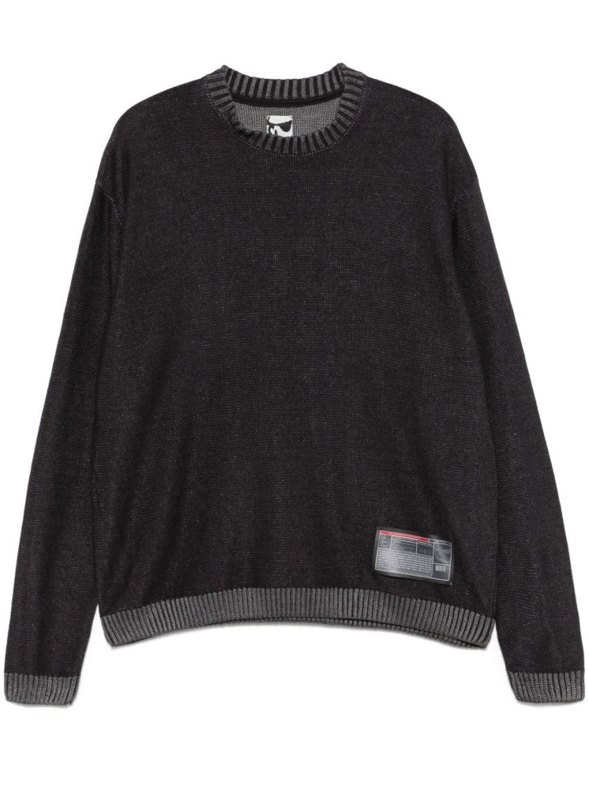 Gr10k Textured Dark Grey Crewneck Sweatshirt With Ribbed Details