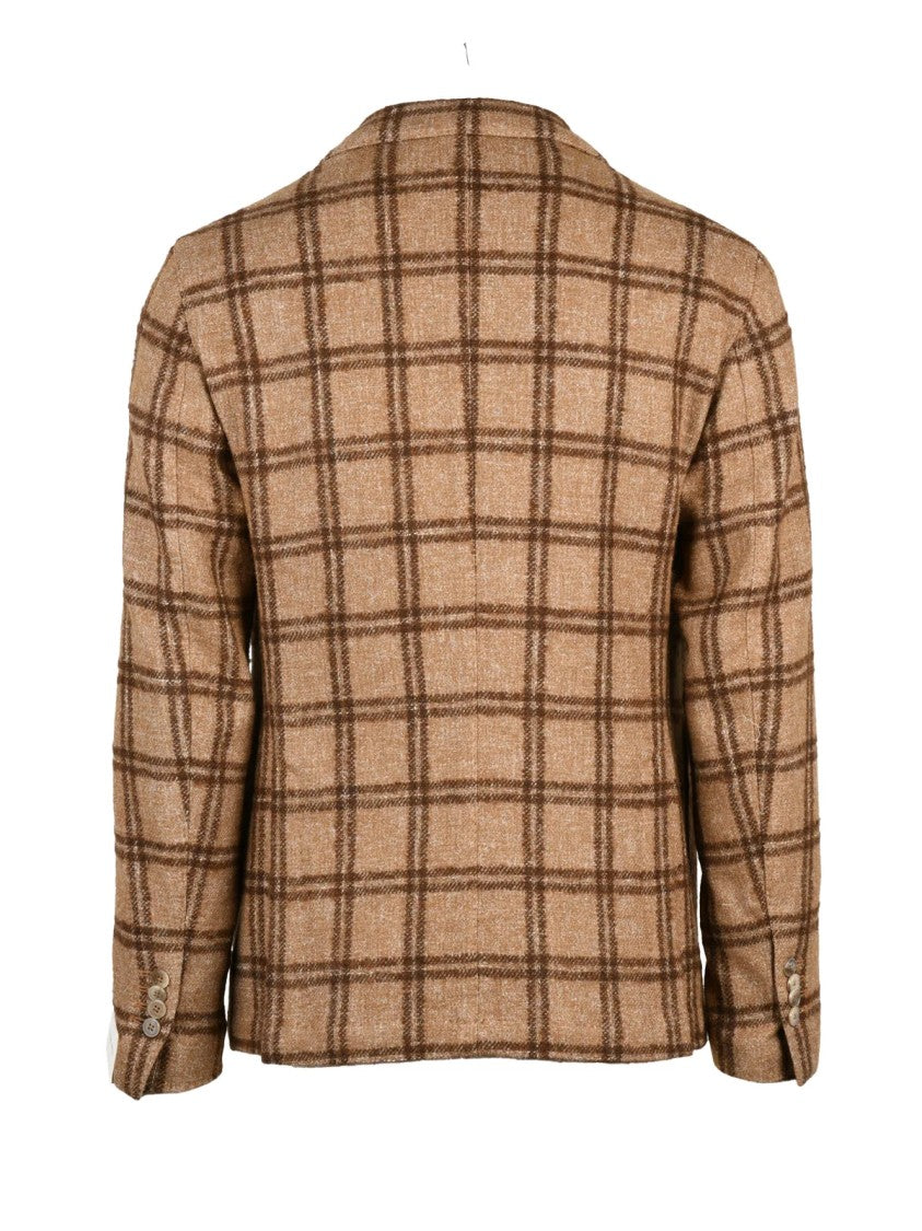 L.B.M. 1911 Checkered Brown Jacket With Notch Lapels And Versatile Design