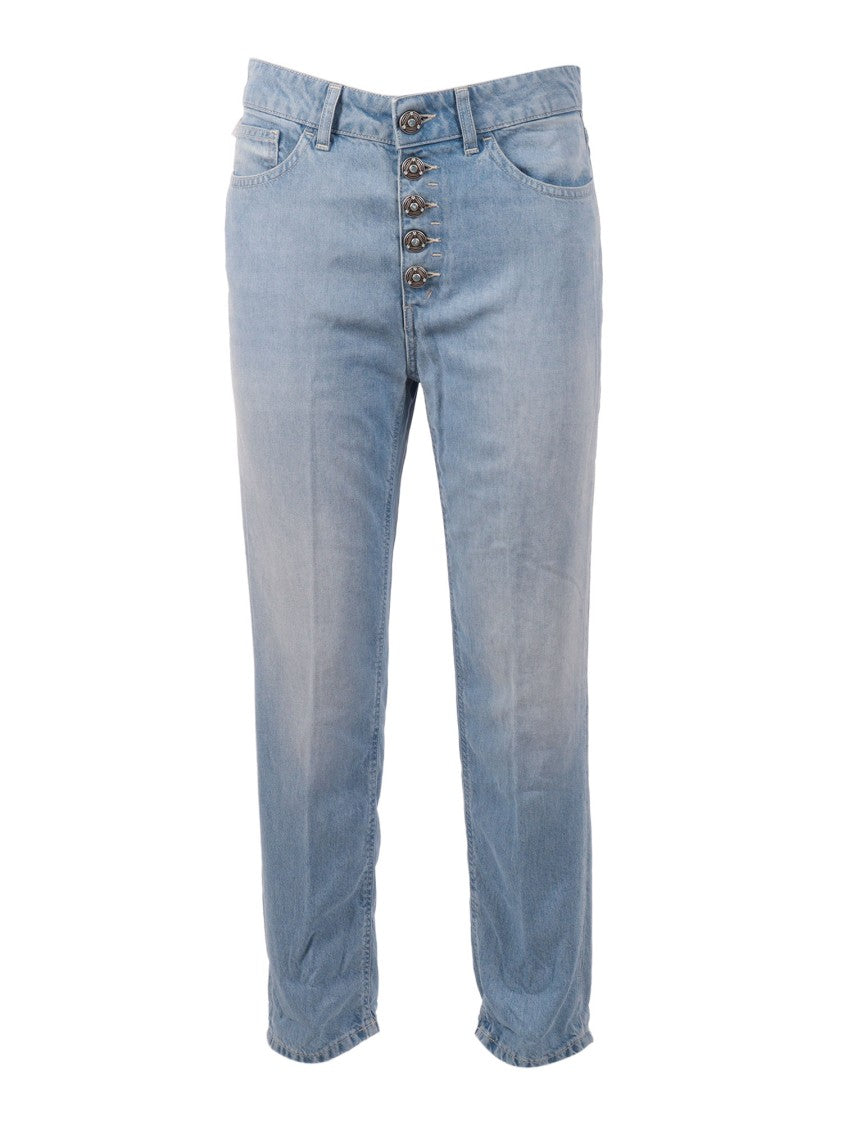Dondup Light Blue Cropped Straight-Leg Pants