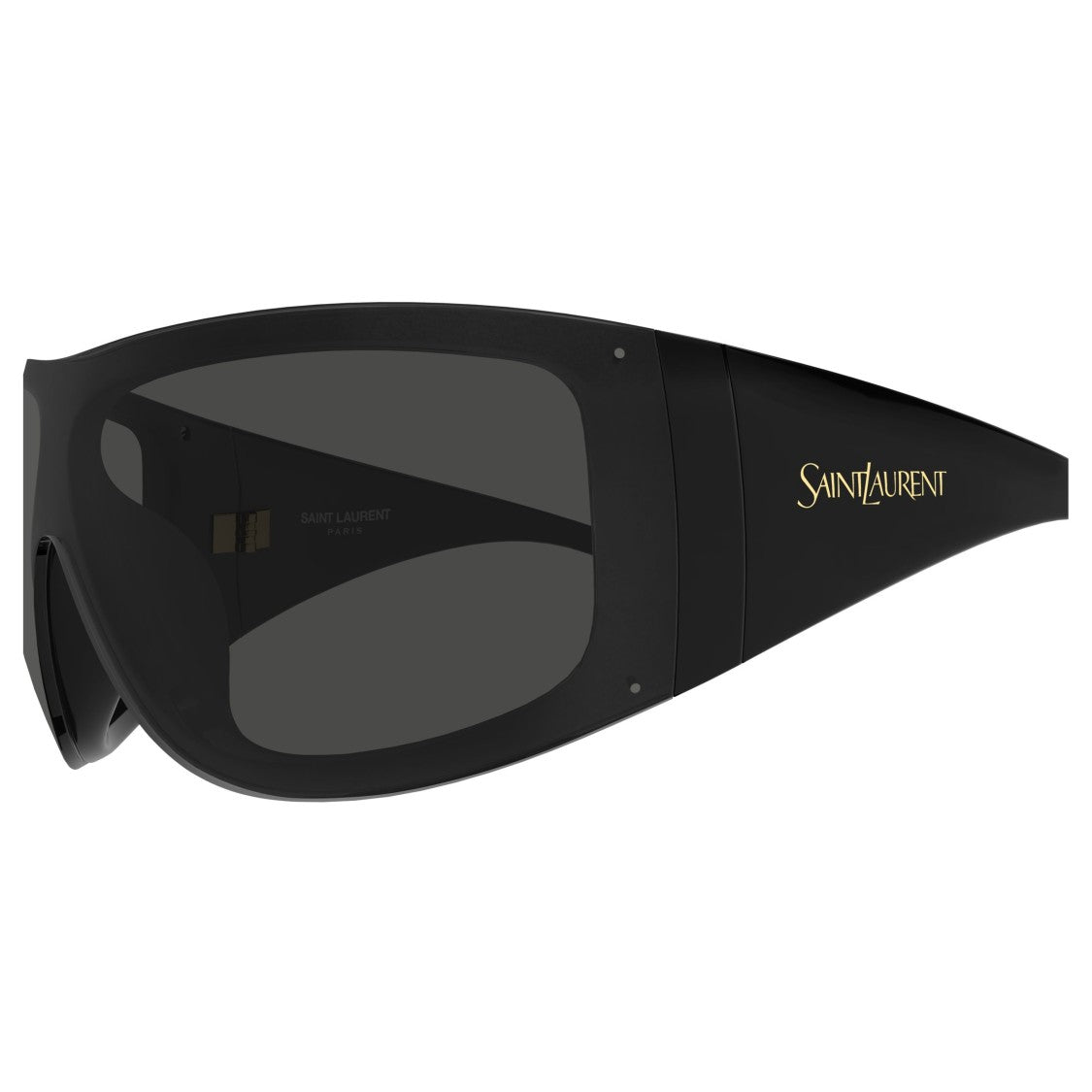Saint Laurent Oversized Shield Sunglasses With Gold Logo Accents