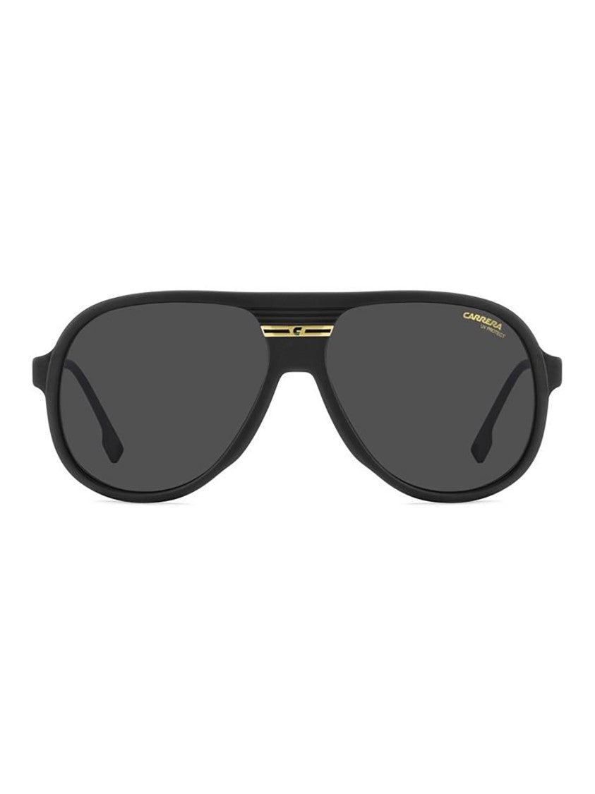 Carrera Black Acetate Aviator Sunglasses With Gold Accents