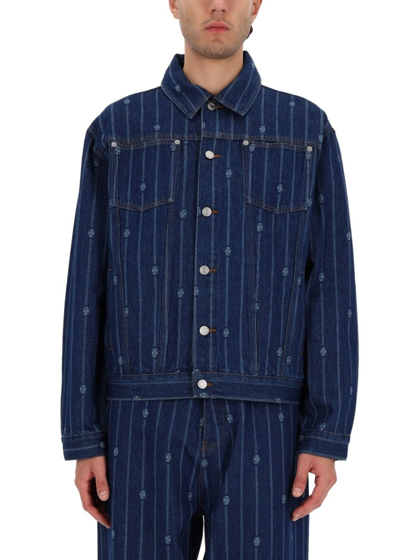 Drôle De Monsieur Indigo Denim Monogramme Jacket