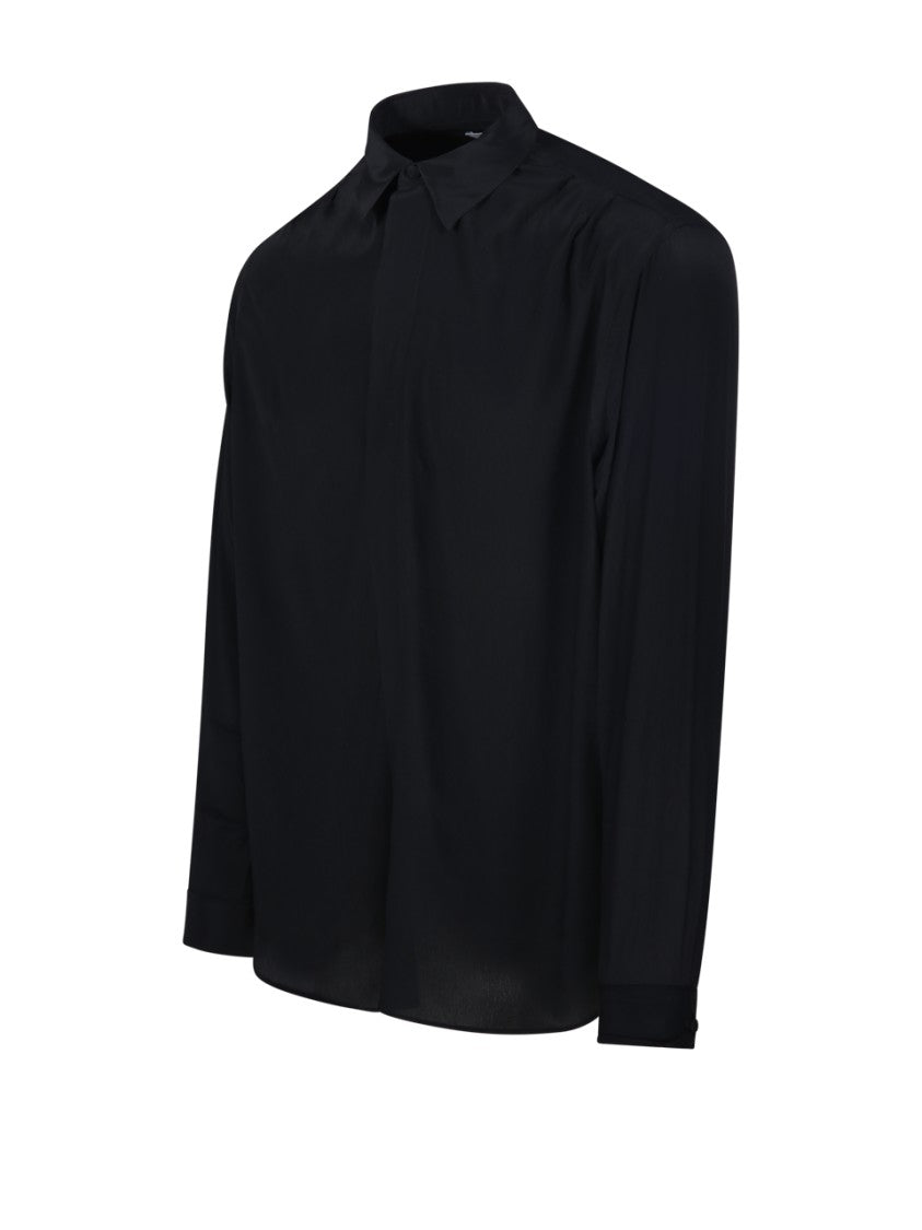 Lardini Black Shirt With Classic Collar And Tailored Fit