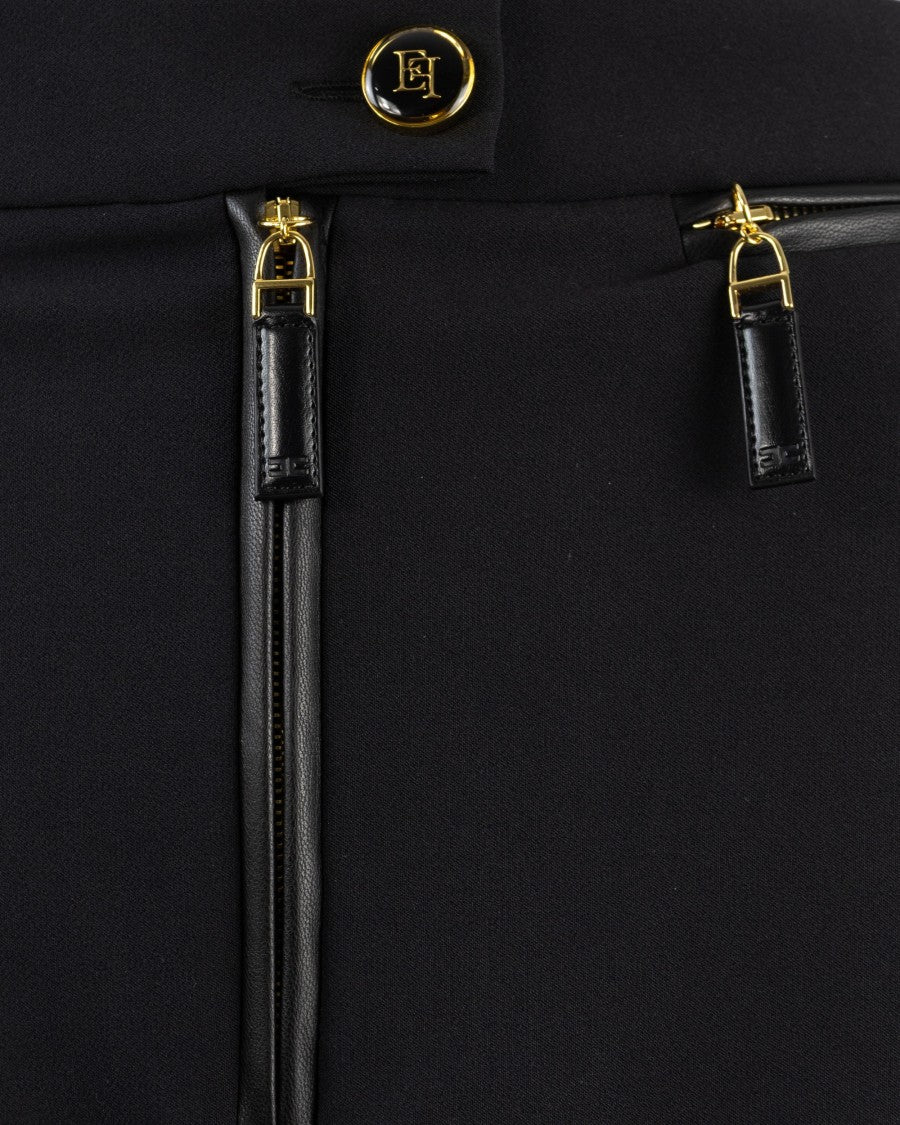 Elisabetta Franchi Black Double Crepe Skirt With Zip