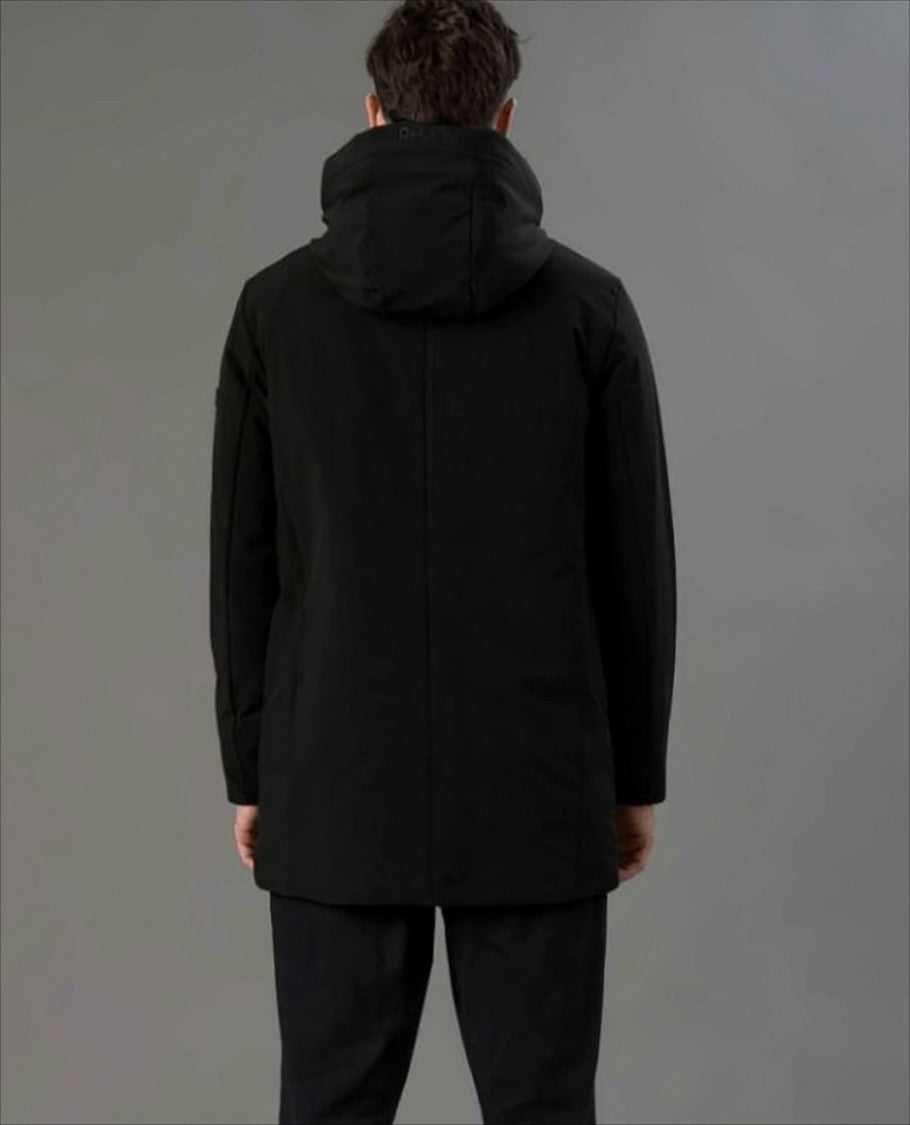 Rihunik Hooded Black Jacket With Zip Closure