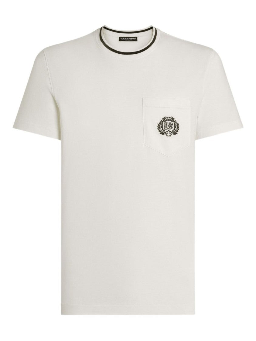 Dolce & Gabbana Embroidered Logo T-Shirt With Contrasting Trim
