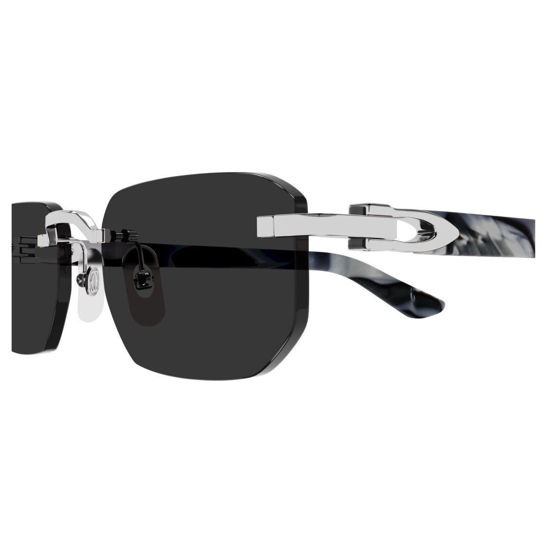 Cartier Rimless Rectangular Sunglasses With Marbled Temples