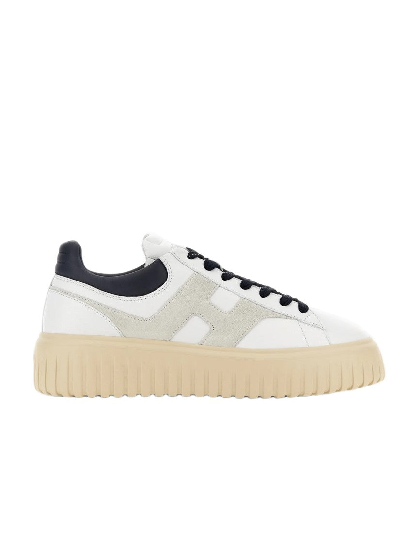 Hogan White Leather Sneakers With Suede 'H' Detail