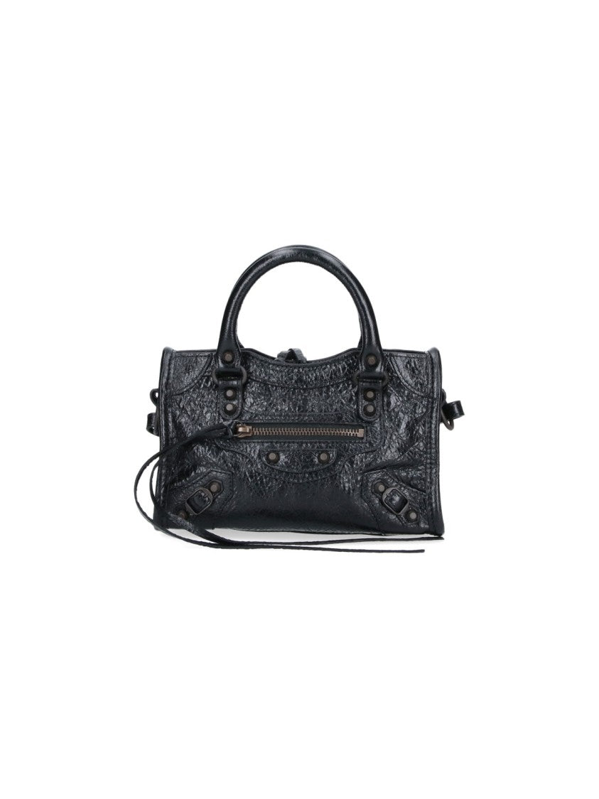 Balenciaga Le City Nano Studded Black Lambskin Shoulder Bag