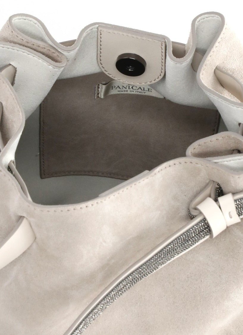 Panicale Soft Beige Leather Shoulder Bag With Distinctive Light Point Band