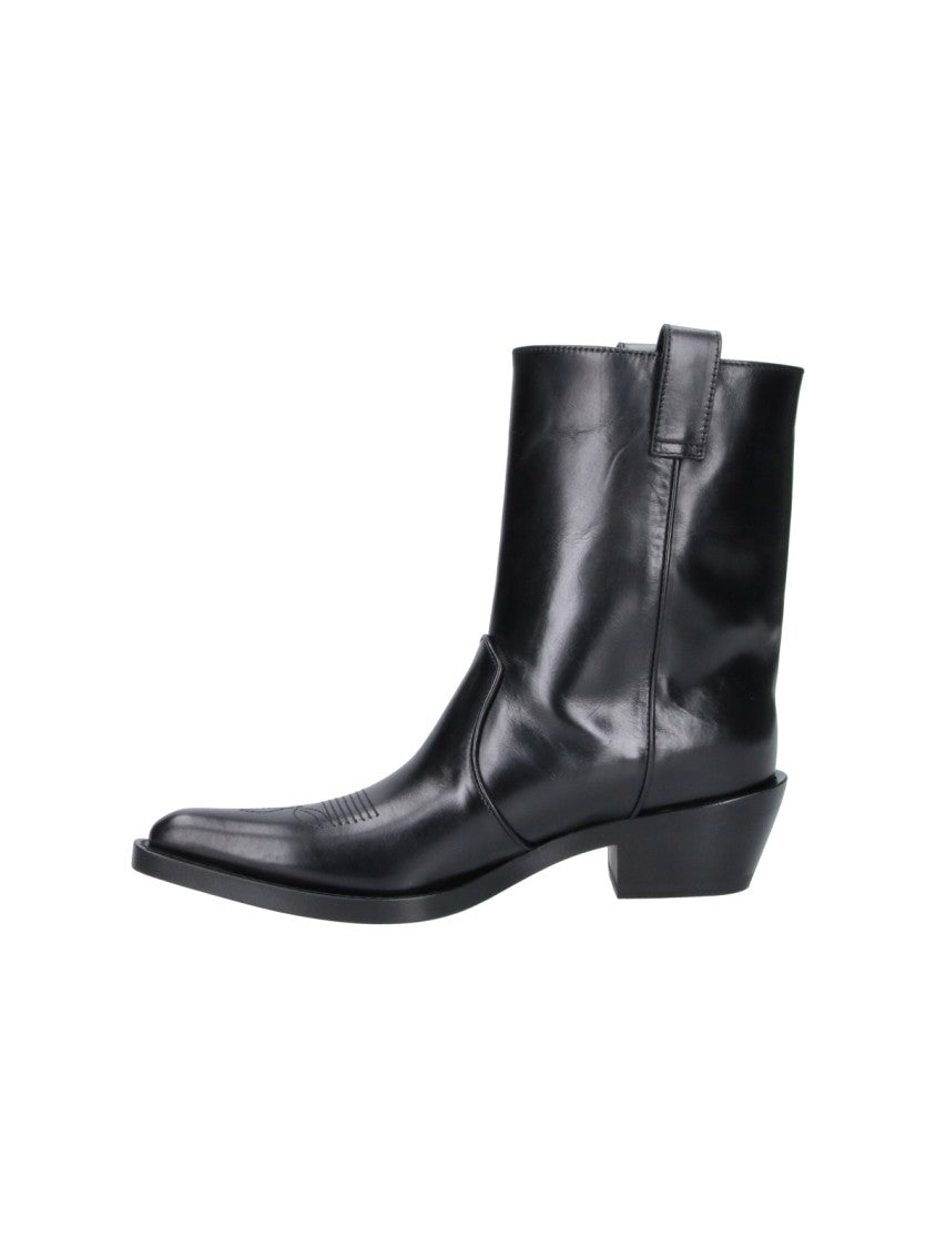 Khaite Black Klive Pointed-Toe Glossy Leather Boots