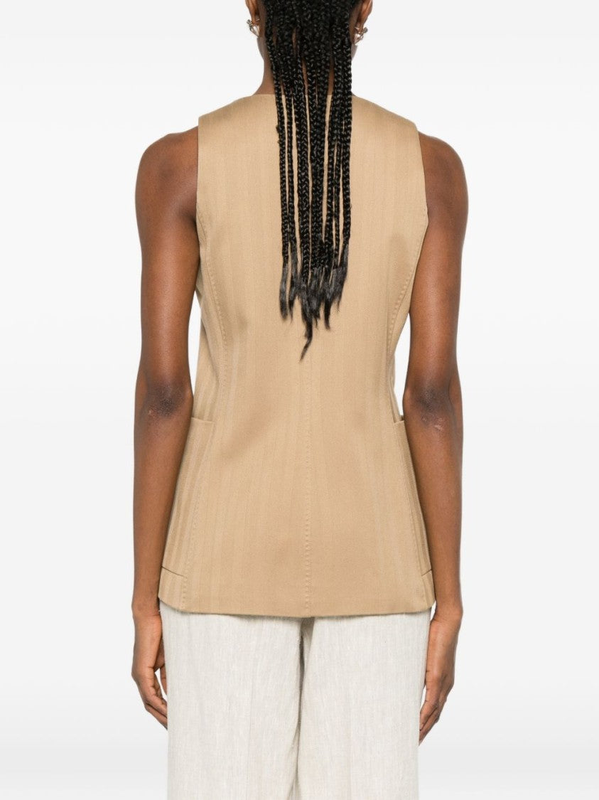Max Mara Sleeveless Tailored Jacket With V-Neckline