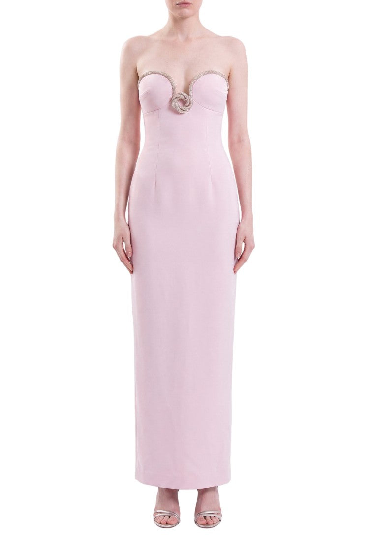 Saiid Kobeisy Strapless Pink Midi Dress