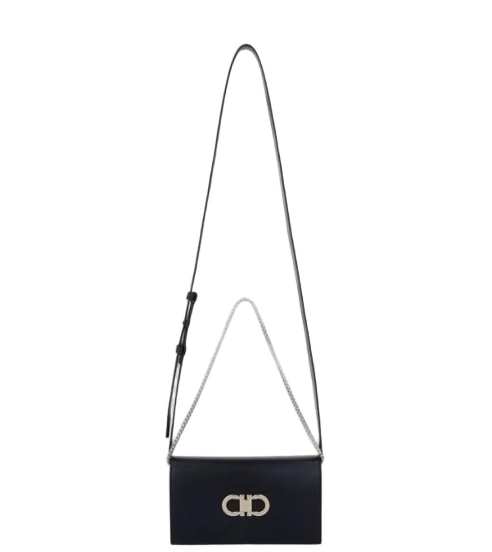 Ferragamo Rectangular Black Calf Leather Shoulder Bag