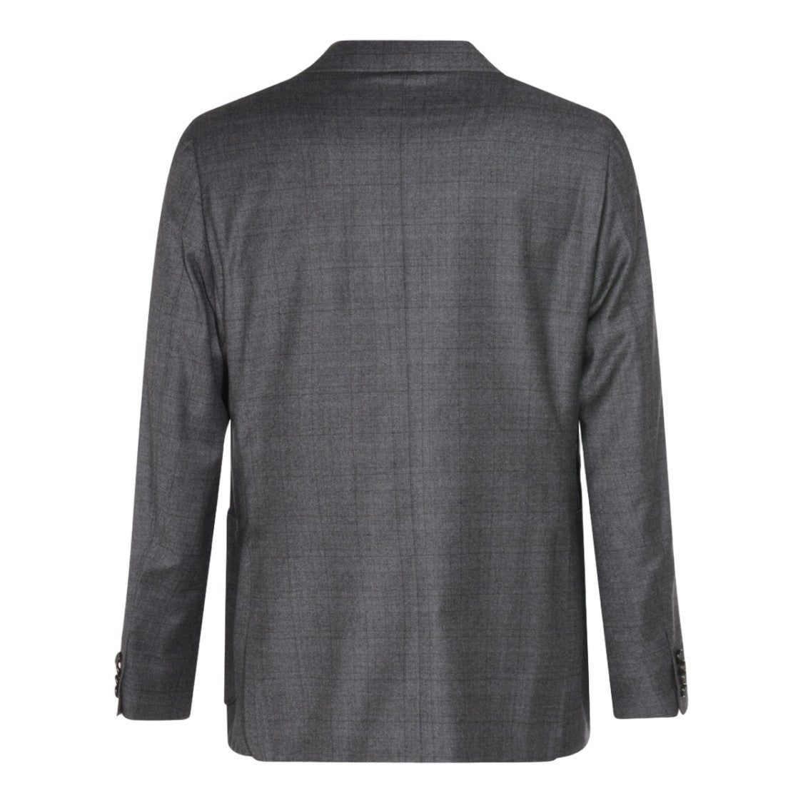 Canali Double-Breasted Checkered Grey Jacket With Notch Lapel