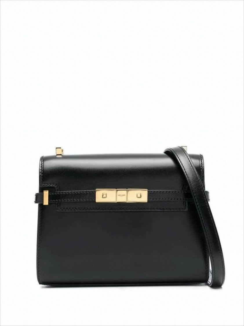 Saint Laurent Rectangular Smooth Leather Crossbody Bag With Gold-Tone Clasp