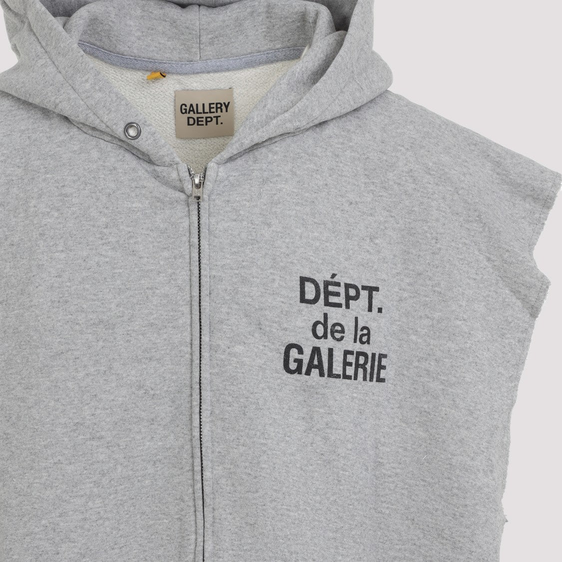 Gallery Dept. Grey Cotton 90S Full Zip Cut Off Hoodie