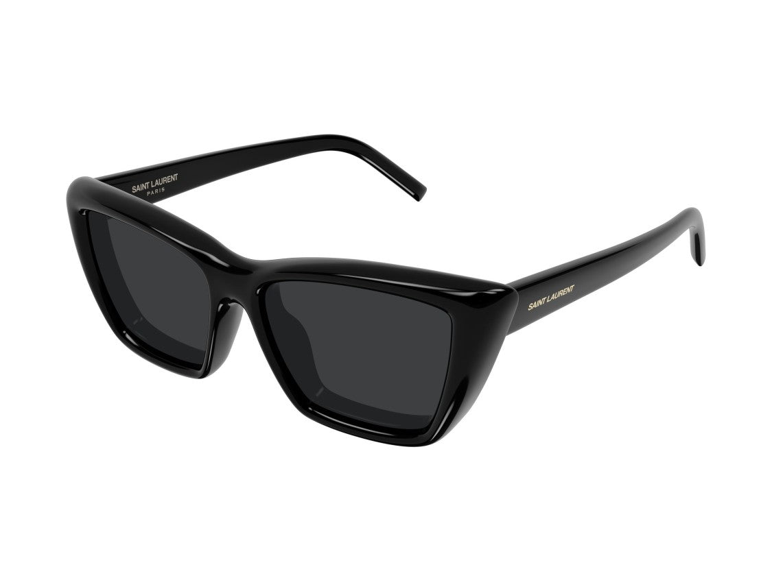Saint Laurent Sl 276 Mica Plump Glossy Black Gold Logo Square Sunglasses