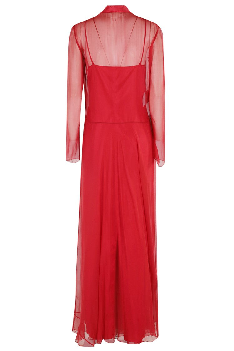 Alberta Ferretti Flowing Silk Maxi Dress With V-Neck