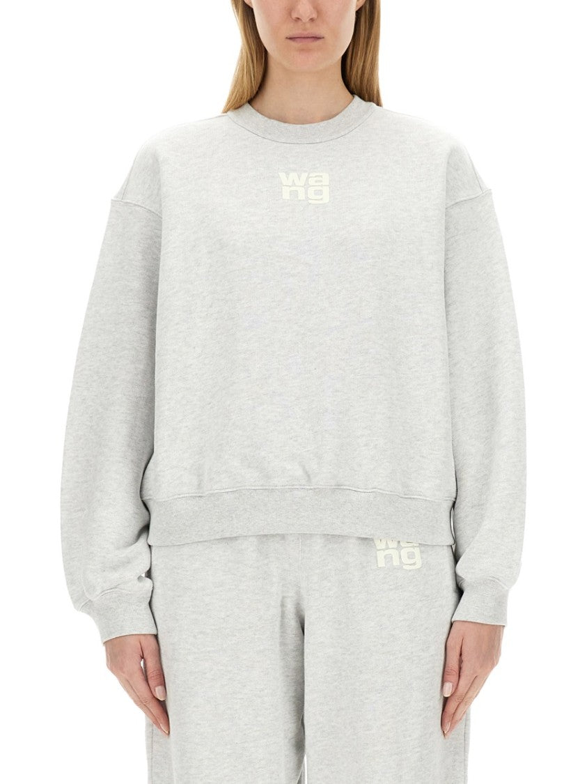 T By Alexander Wang Grey Sweatshirt With Minimalist Logo