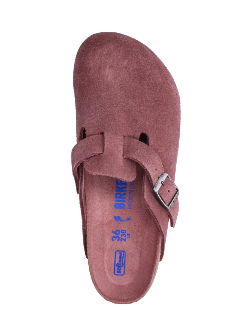 Birkenstock Beige Boston Calfskin Suede Mules