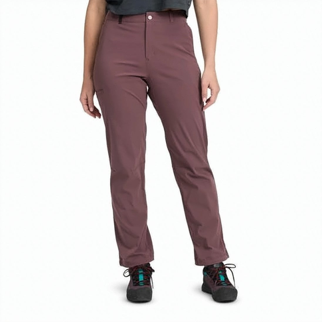 Black Diamond Brown Straight Pants With Mid-Rise Waist And Functional Design