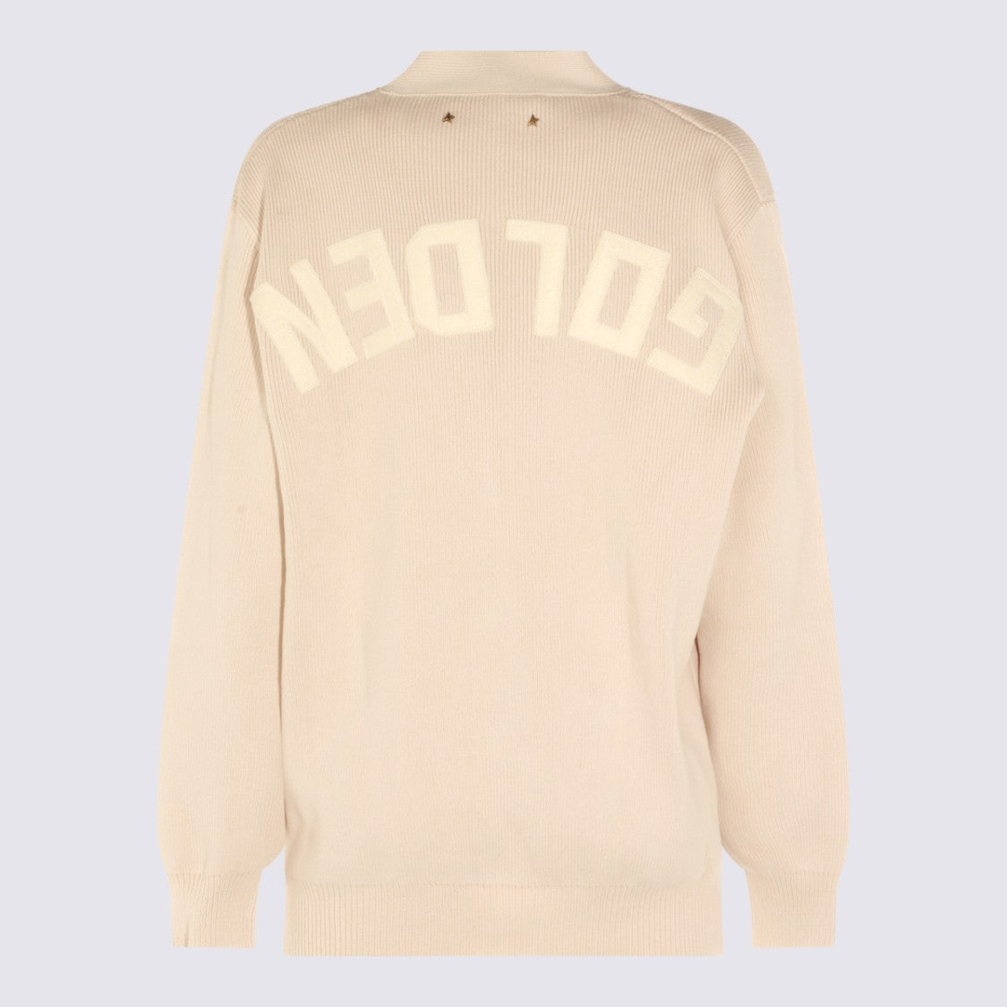 Golden Goose V-Neck Knit Sweater With Button-Down Front And Text Detail