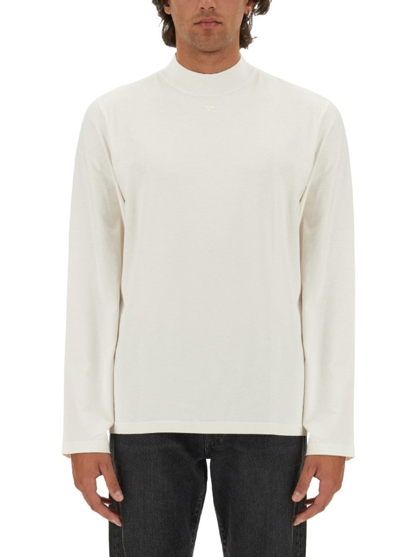 Courrèges White T-Shirt With Subtle Logo Detail