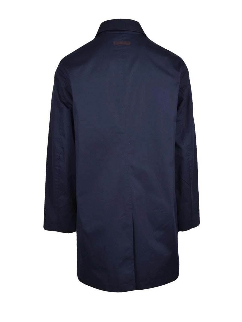 Gant Structured Cotton Car Coat With Button Closure And Distinctive Lining