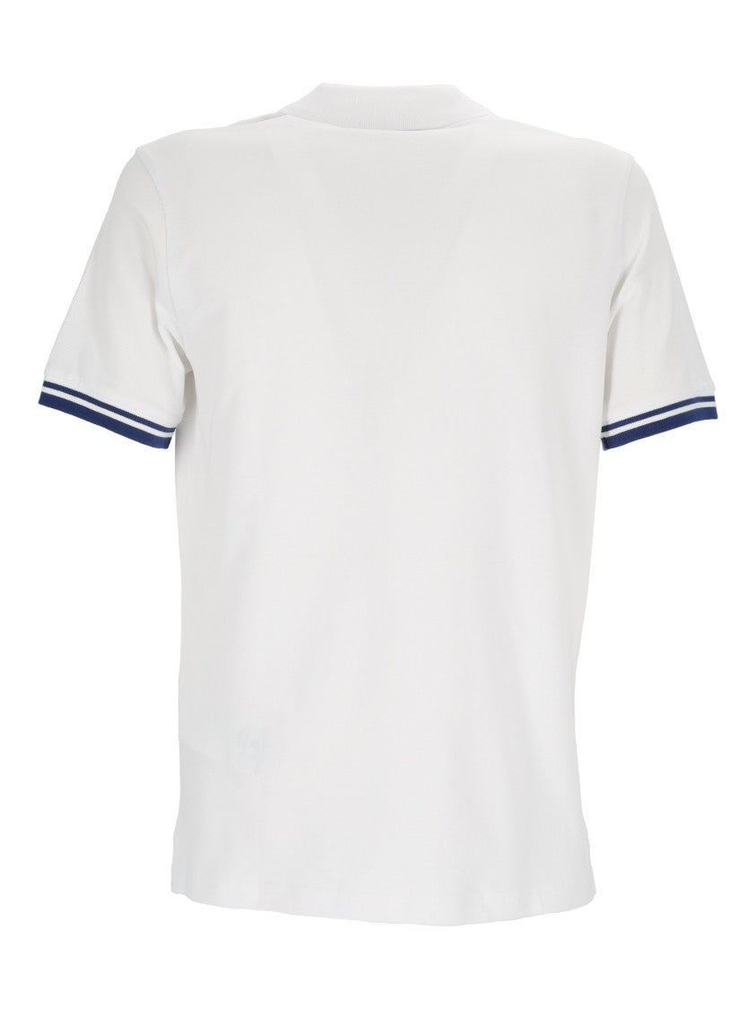 Fay White Striped Cuffs V Neck Polo Shirt