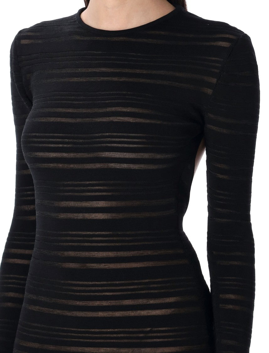 Andreâdamo Striped Sheer Knit Long Dress