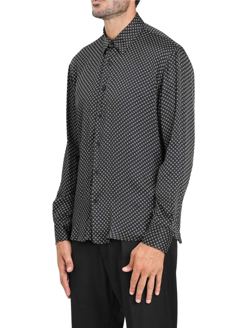 I M Brian Black Geometric Pattern Viscose Shirt
