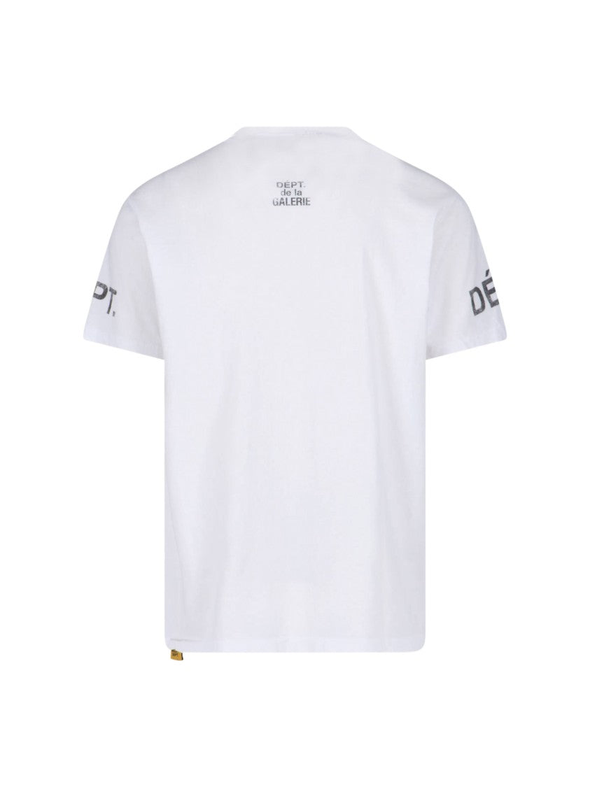 Gallery Dept. White Contrast Logo Straight Hem T-Shirt