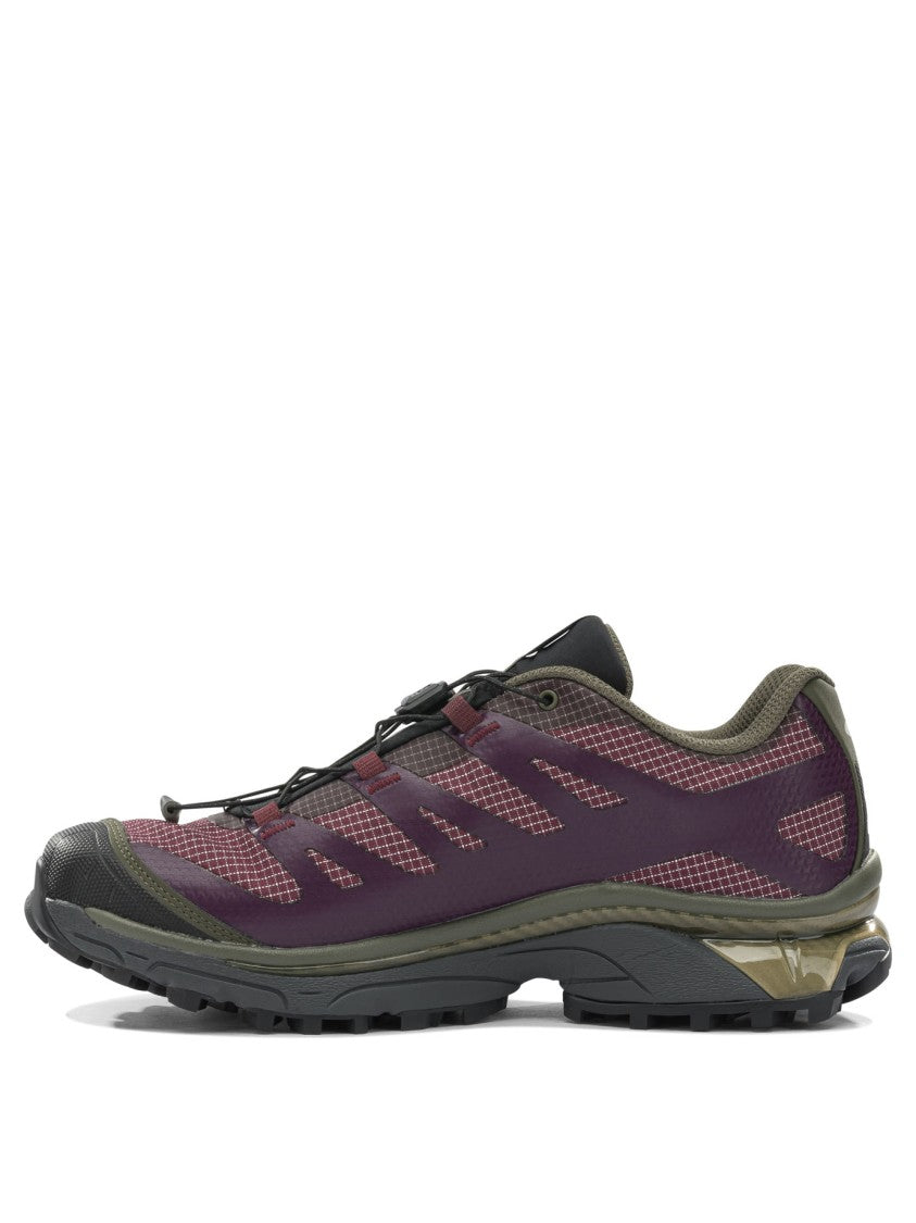 Salomon Deep Purple Sneakers With Olive Green Overlays And Quick-Lace System