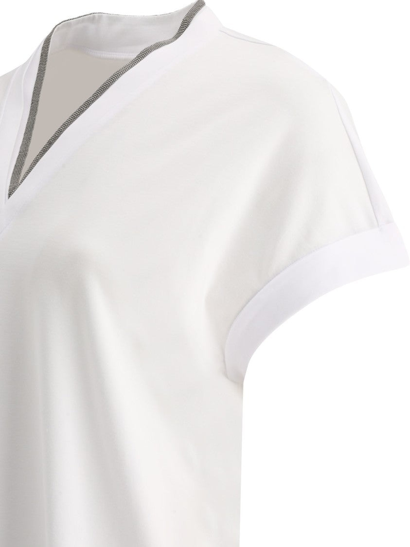 Brunello Cucinelli Classic White V-Neck T-Shirt