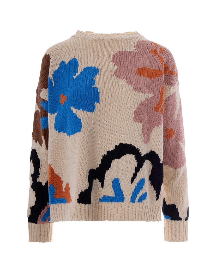 Max Mara Multicolor Floral Crew-Neck