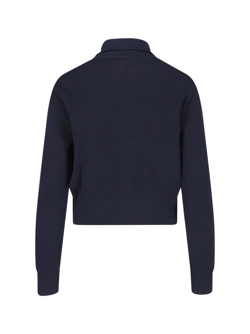 Autry Navy Viscose Blend Zip Sweatshirt