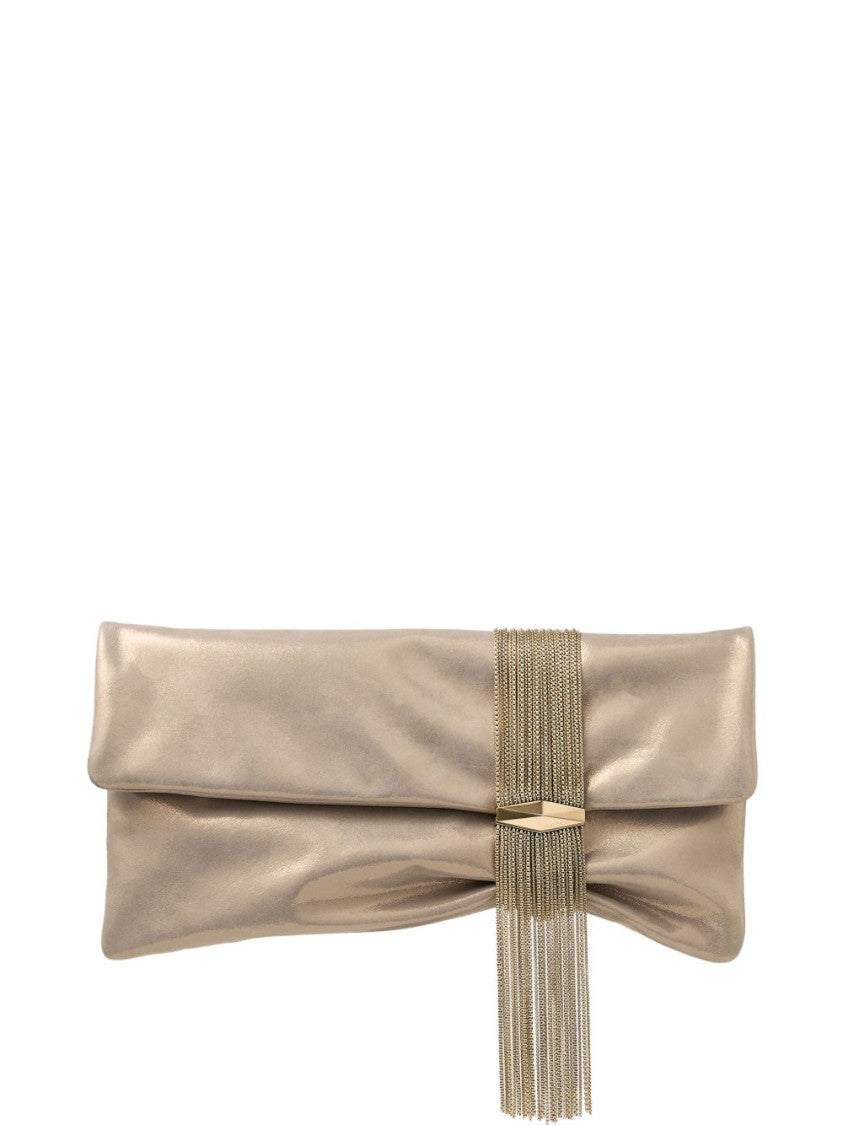 Jimmy Choo Gold-Tone Crystal-Embellished Foldover Clutch