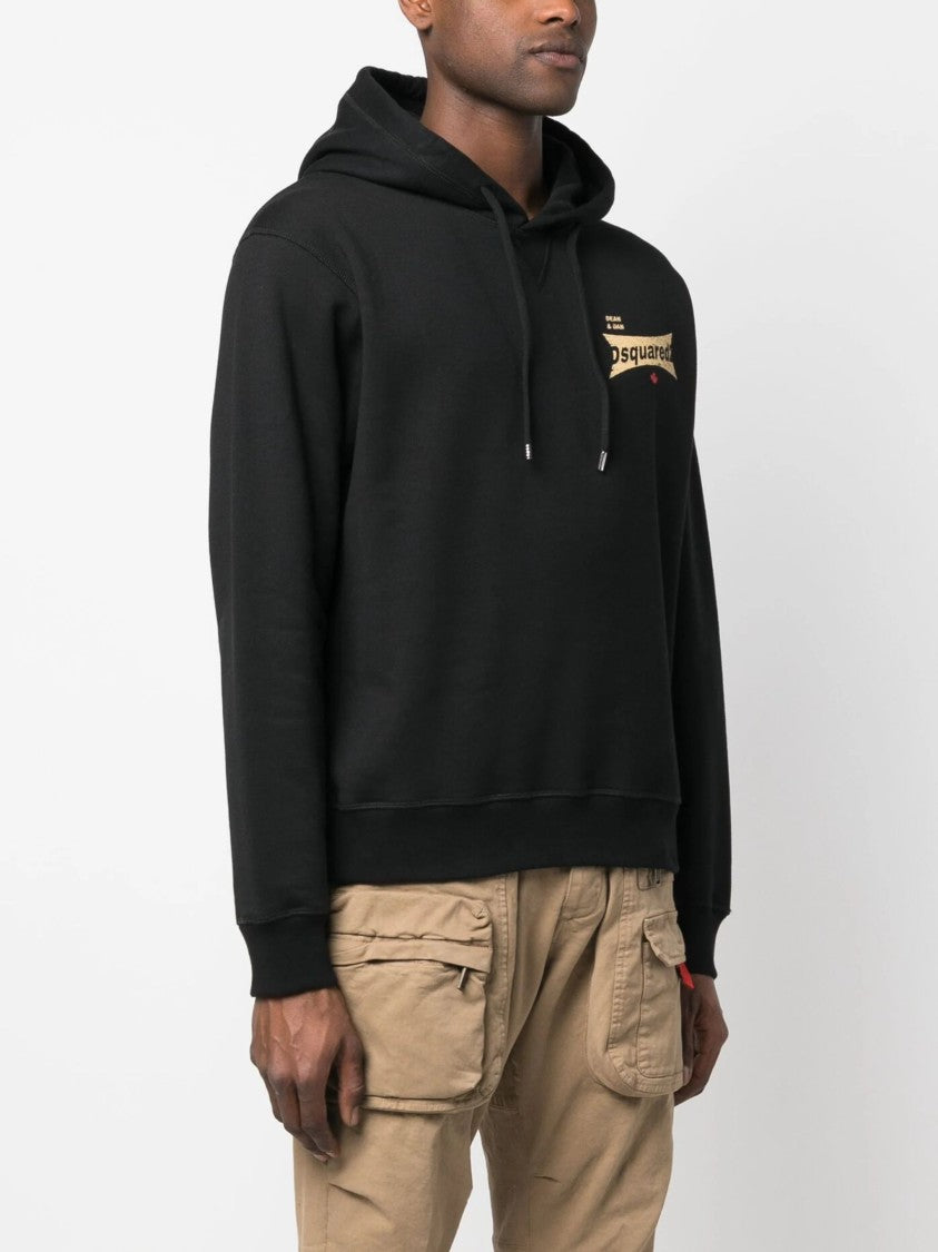 Dsquared2 Logo-Print Black Cotton Hoodie