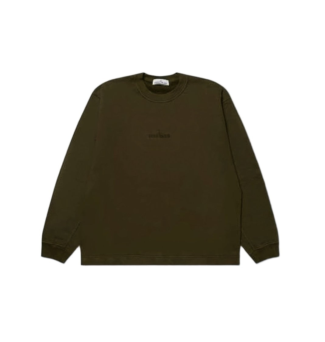 Stone Island Olive Green Long-Sleeve Crewneck Shirt