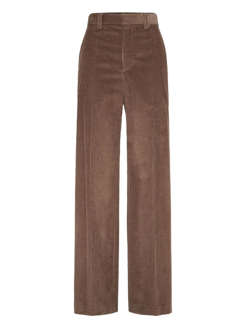 Brunello Cucinelli Brown Wide-Leg Trousers In Corduroy