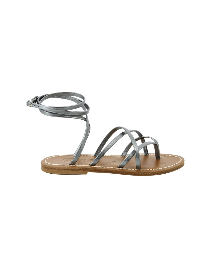 K Jacques St Tropez Metallic Finish Thong Sandals With Slender Straps