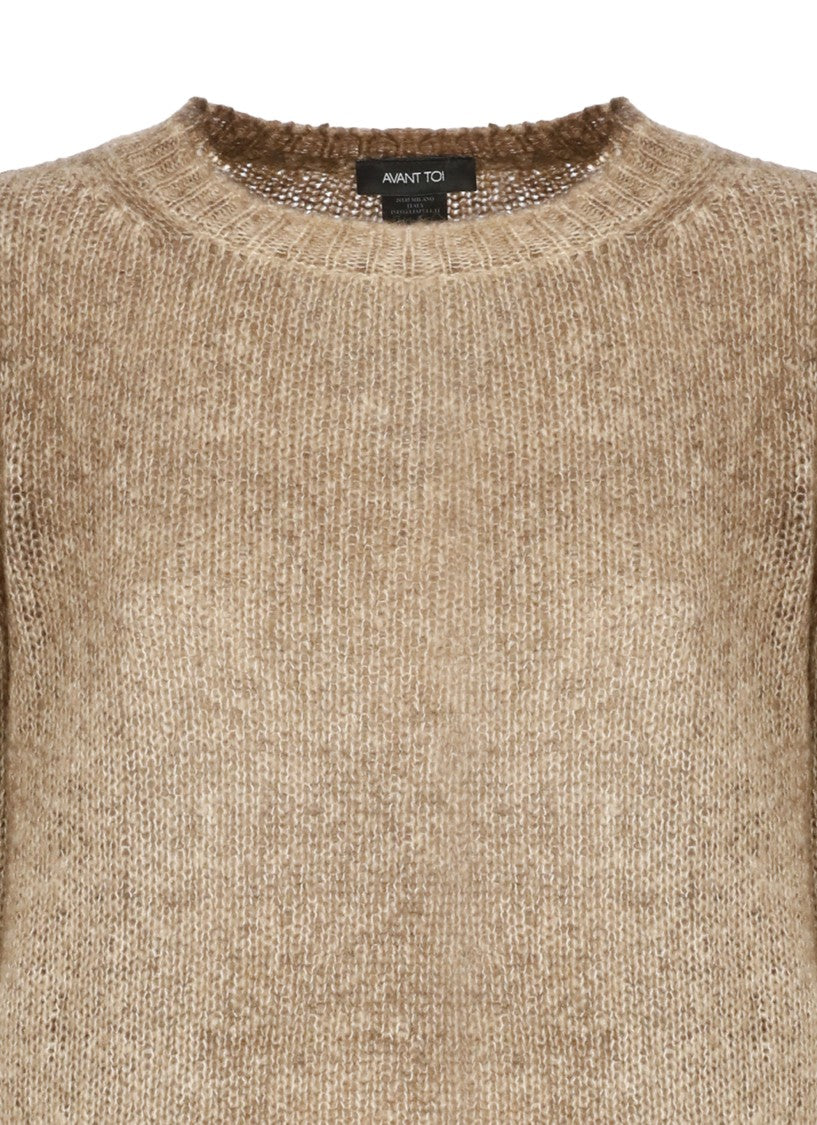 Avant Toi Brown Relaxed Fit Ribbed Edges Cashmere Sweater