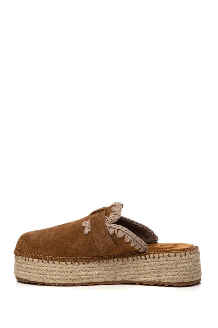 Mou Brown Suede Slip-On Espadrille Shoes