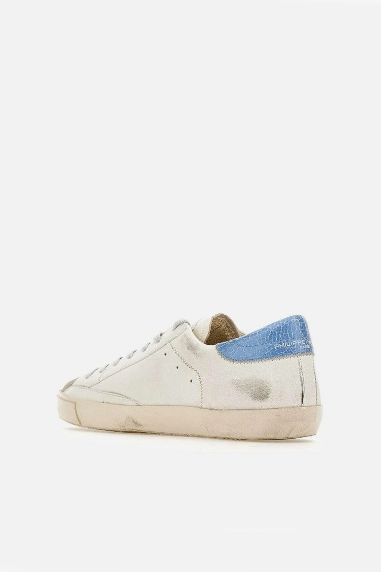 Philippe Model White Prsx Distressed Suede Toe Cap Leather Sneakers