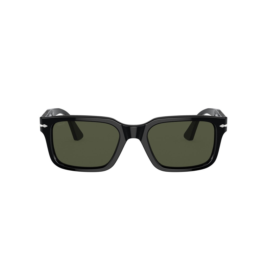 Persol 0Po3272s Glossy Black Acetate Sunglasses With Green Lenses