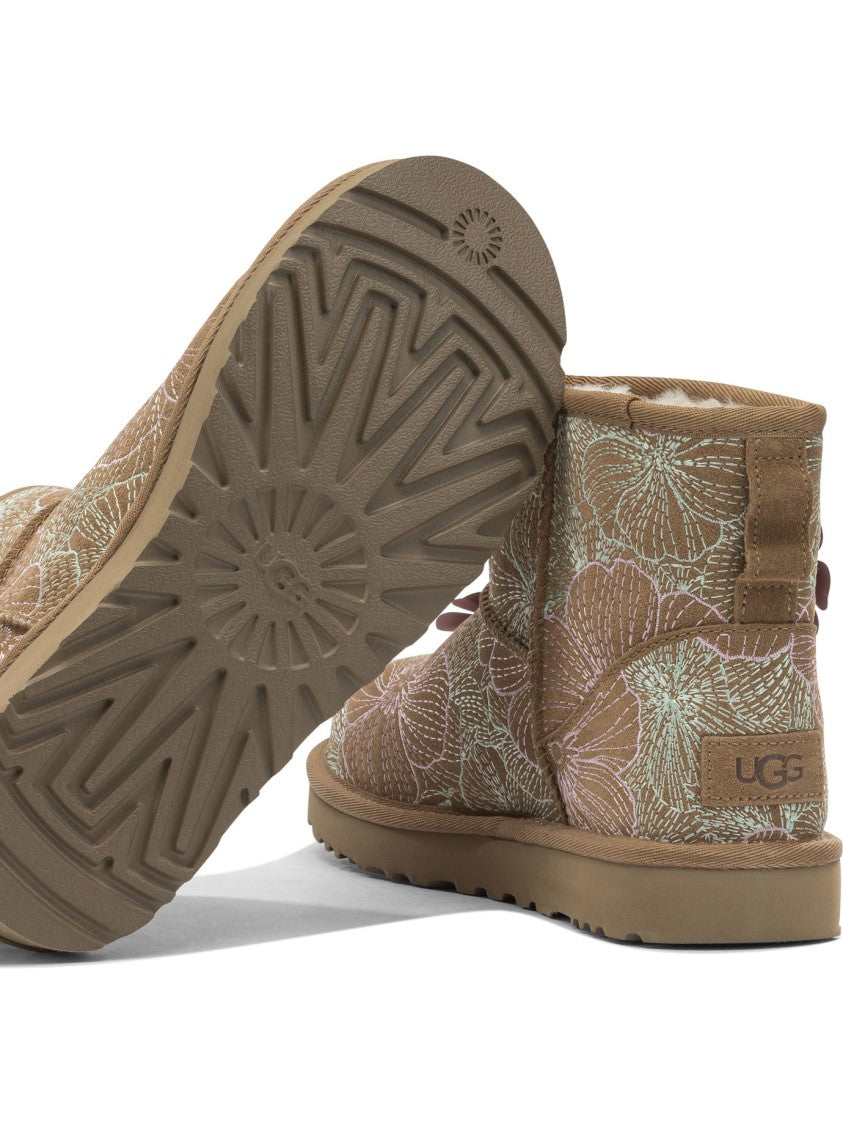 Ugg Playful Floral Suede Ankle Boots With 3D Appliqués