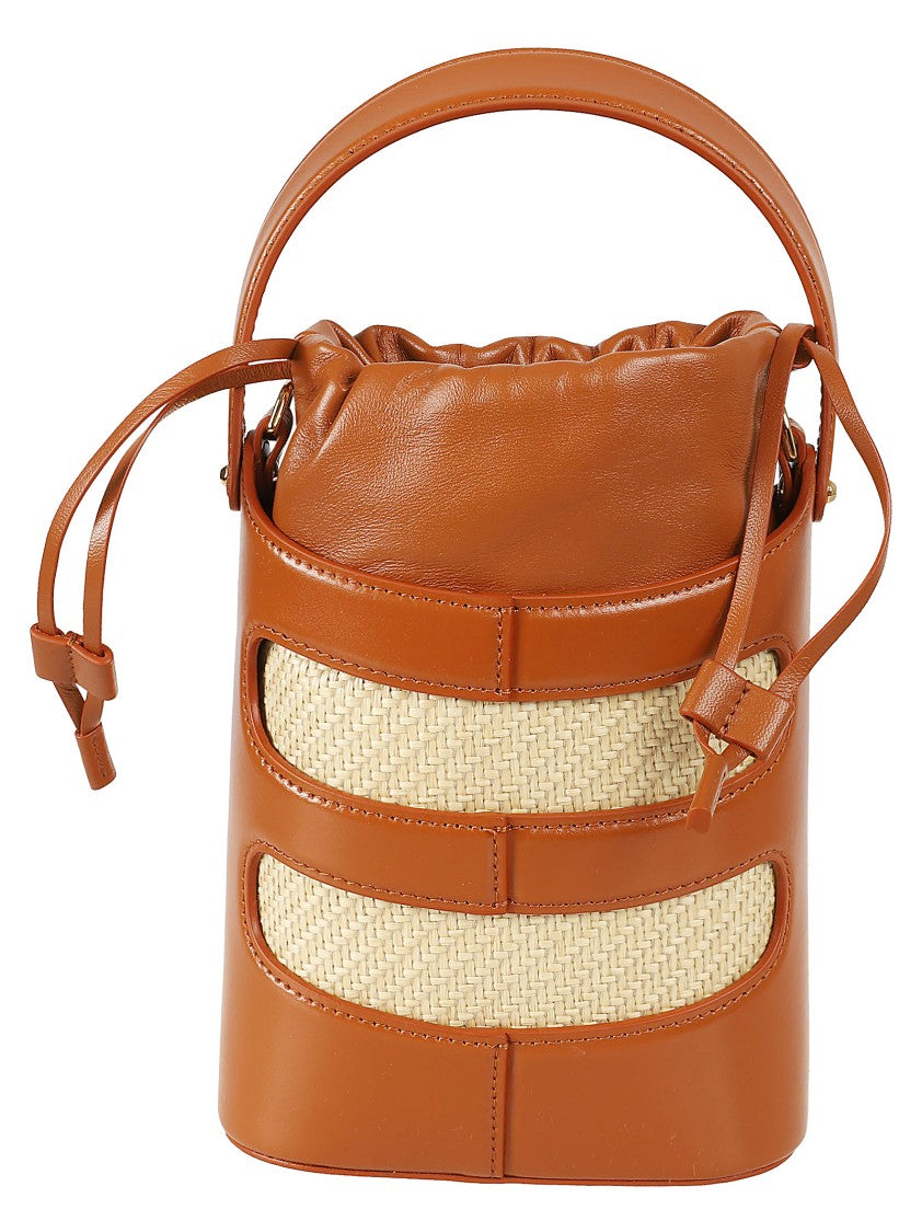 Alexander Mcqueen Structured Brown Leather Bag With Woven Elements