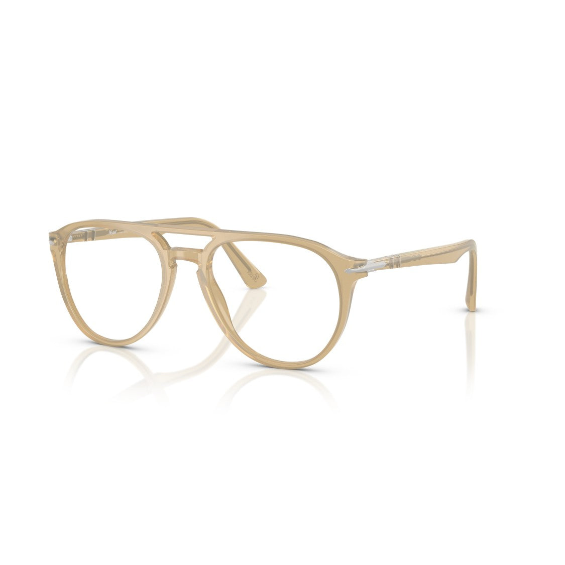 Persol Translucent Beige Acetate Aviator Eyeglasses With Double Bridge