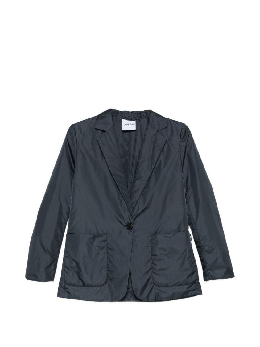 Aspesi Navy Blue Notched-Lapel Button Blazer